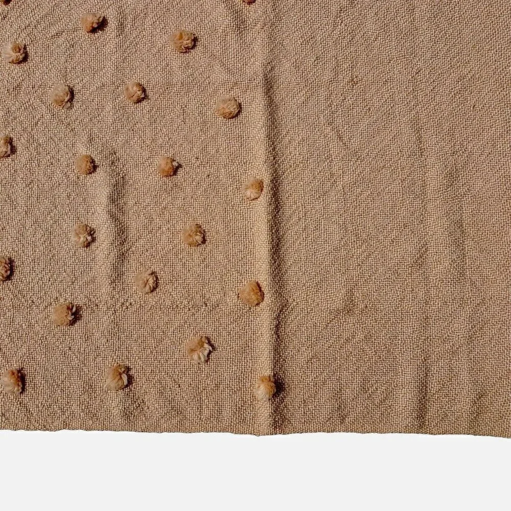 Pier 1 Imports Throw Blanket Dusty Rose Pink Pom‎ Pom Fringe